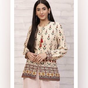 Women’s Rangriti Colorful Cream Printed Blouse